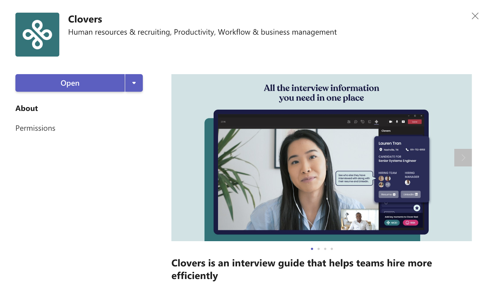 Clovers for Microsoft Teams