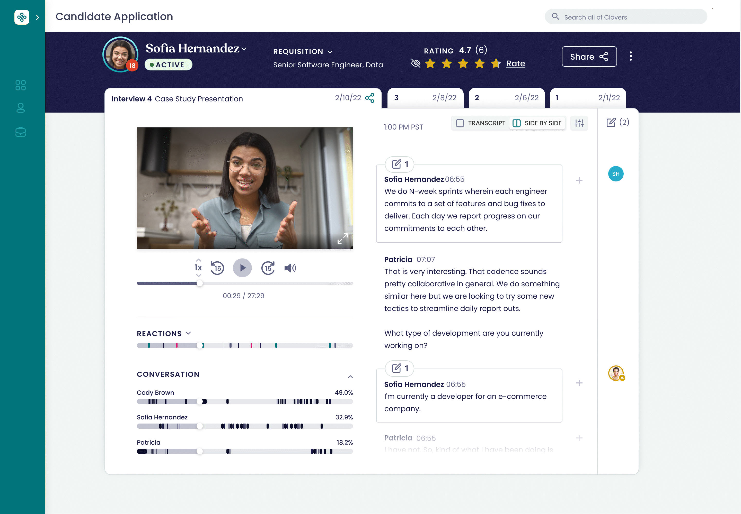 Candidate application page ui