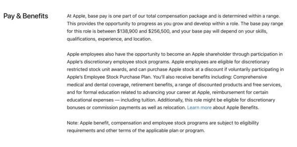 Apple sample job post