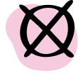 X mark on pink background