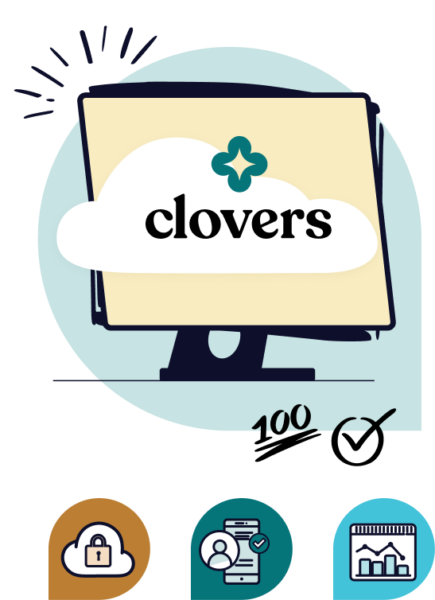 Clovers icon on computer screen with security icons